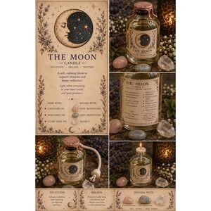 The Moon Tarot Ritual Oil Candle